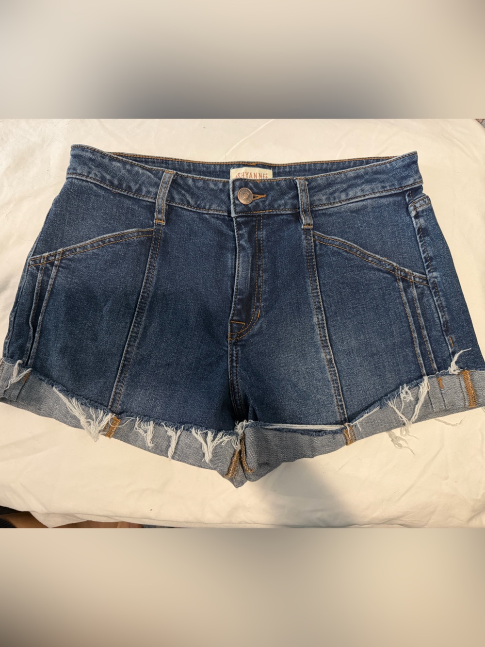 Shyanne Dark Blue Distressed Denim Jean Shorts